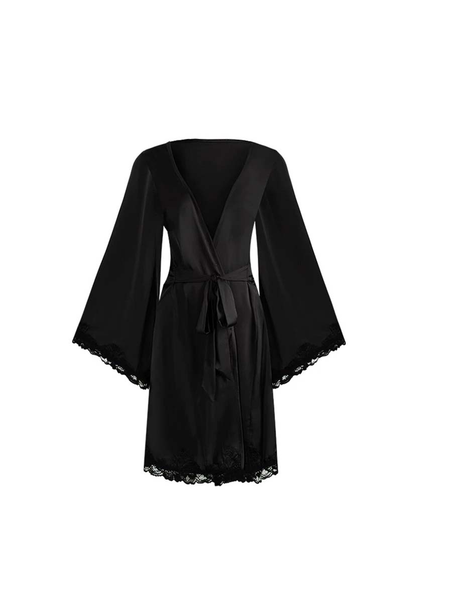 Lace-finished figure-hugging nightgown