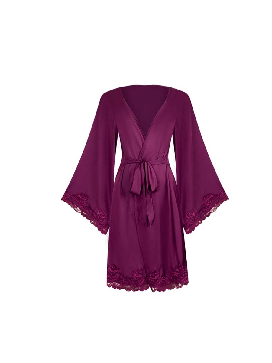 Lace-finished figure-hugging nightgown