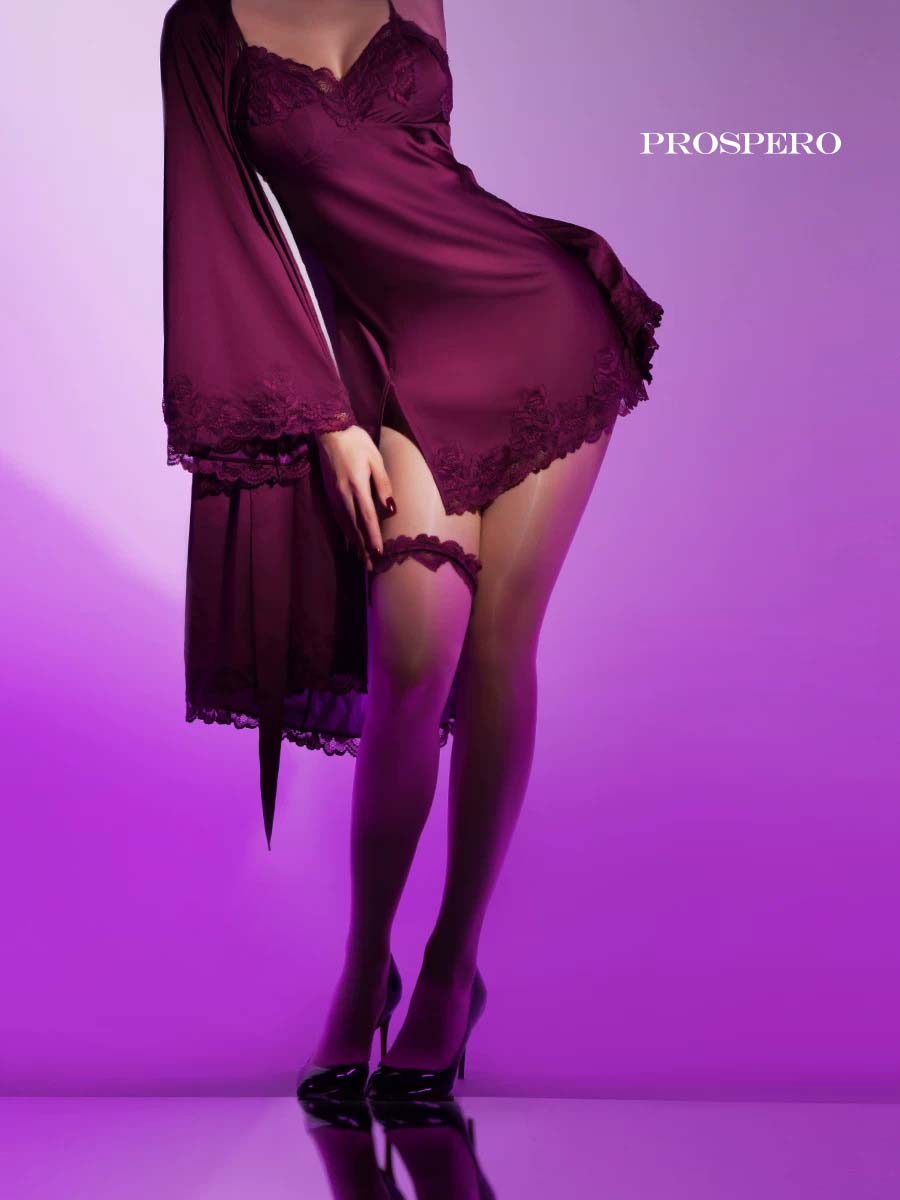 Lace-finished figure-hugging nightgown
